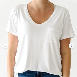 Little sleepies White Perfect Pocket Tee womens XXL bamboo V neck short sleeves